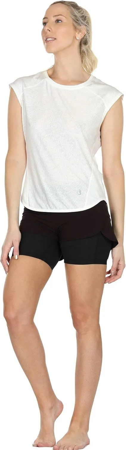 icyzone Workout T-Shirt for Women - Fitness Gym Yoga Running Exercise Cap Sleeves Tops