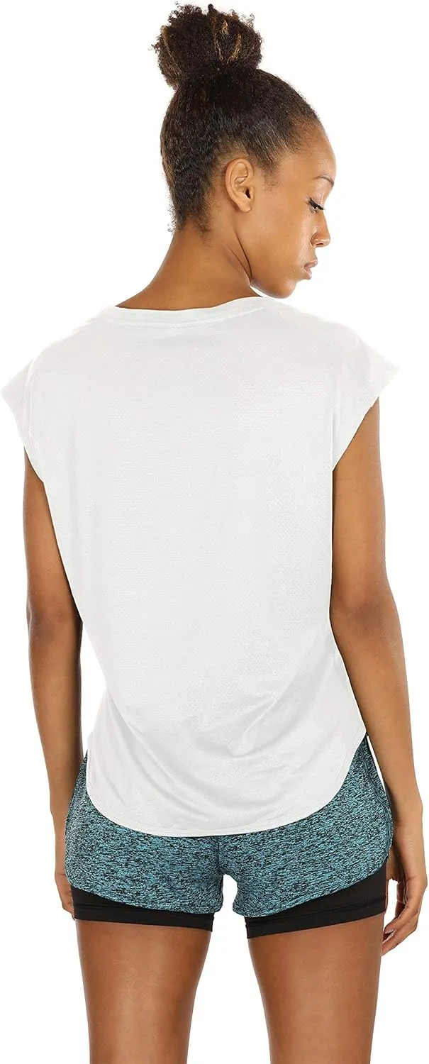 icyzone Workout T-Shirt for Women - Fitness Gym Yoga Running Exercise Cap Sleeves Tops