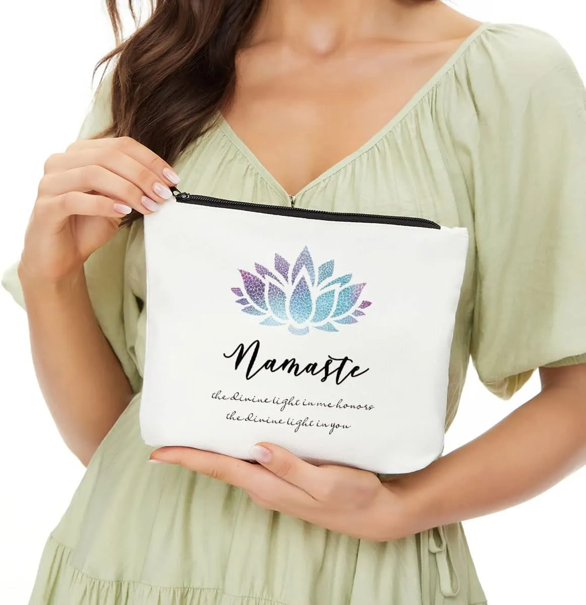JIUWEIHU Meditation Gifts for Namaste Yoga Toiletry Bag Purse Organizer Cartoon Cosmetic Pouch Yoga Accessories Zen Makeup Bag Yoga for Beginners, Yoga Gifts for Yoga Lovers, Teachers, Instructors