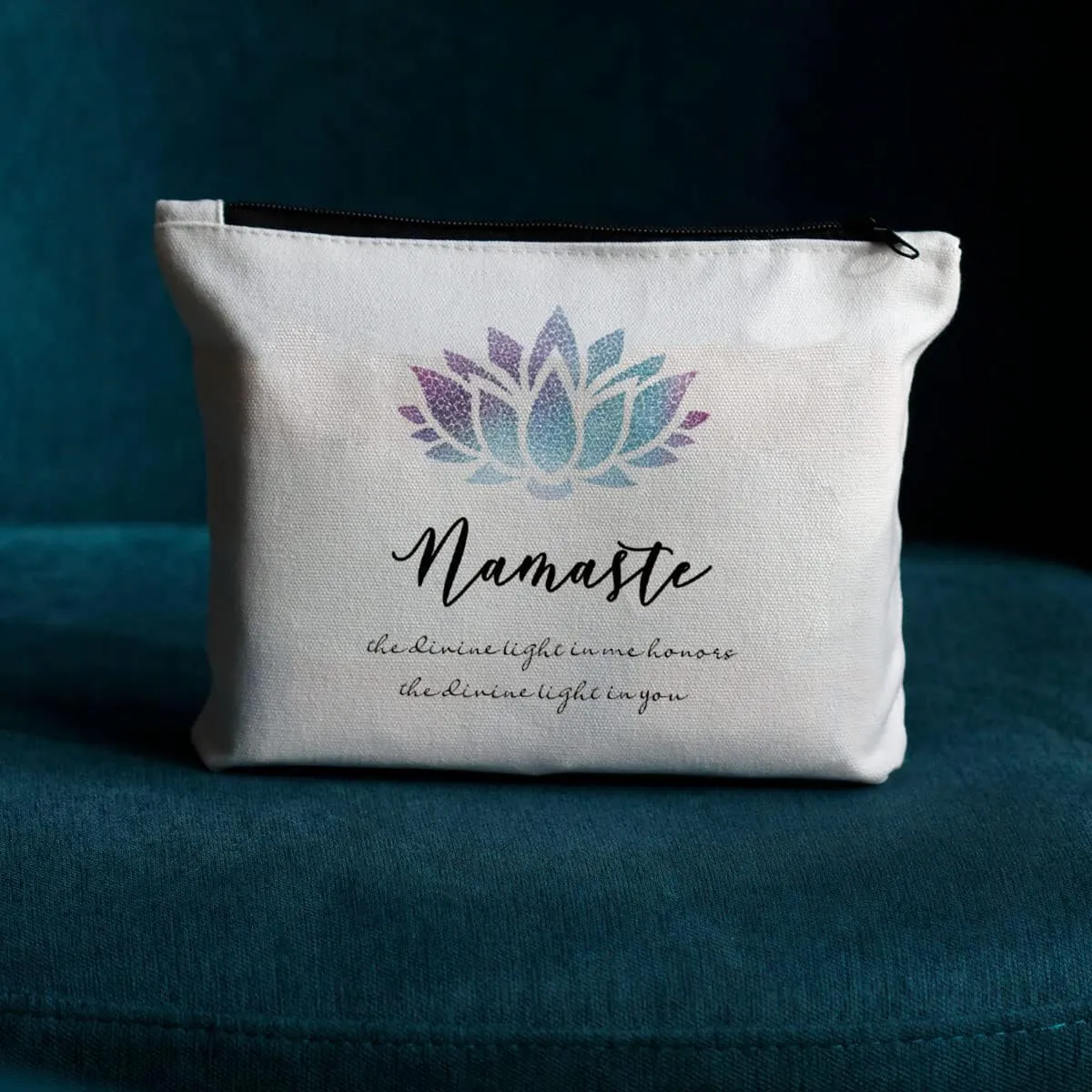 JIUWEIHU Meditation Gifts for Namaste Yoga Toiletry Bag Purse Organizer Cartoon Cosmetic Pouch Yoga Accessories Zen Makeup Bag Yoga for Beginners, Yoga Gifts for Yoga Lovers, Teachers, Instructors