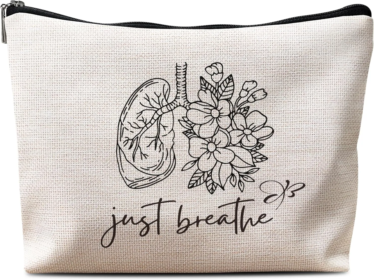 Just Breathe Makeup Bag, Yoga Gifts, Gifts for Yoga Lovers, Yoga Gifts Cosmetic Bag Zipper Pouch for Women, Meditation Gifts, Gifts for Yoga Meditation Lovers Makeup Pouch