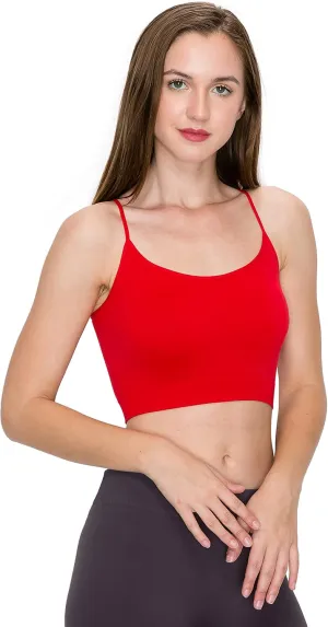 Kurve Womens Crop Tank Top - Seamless Non-Padded Cami Bra Bandeau Yoga Workout UV Protective Fabric UPF 50  Made in USA