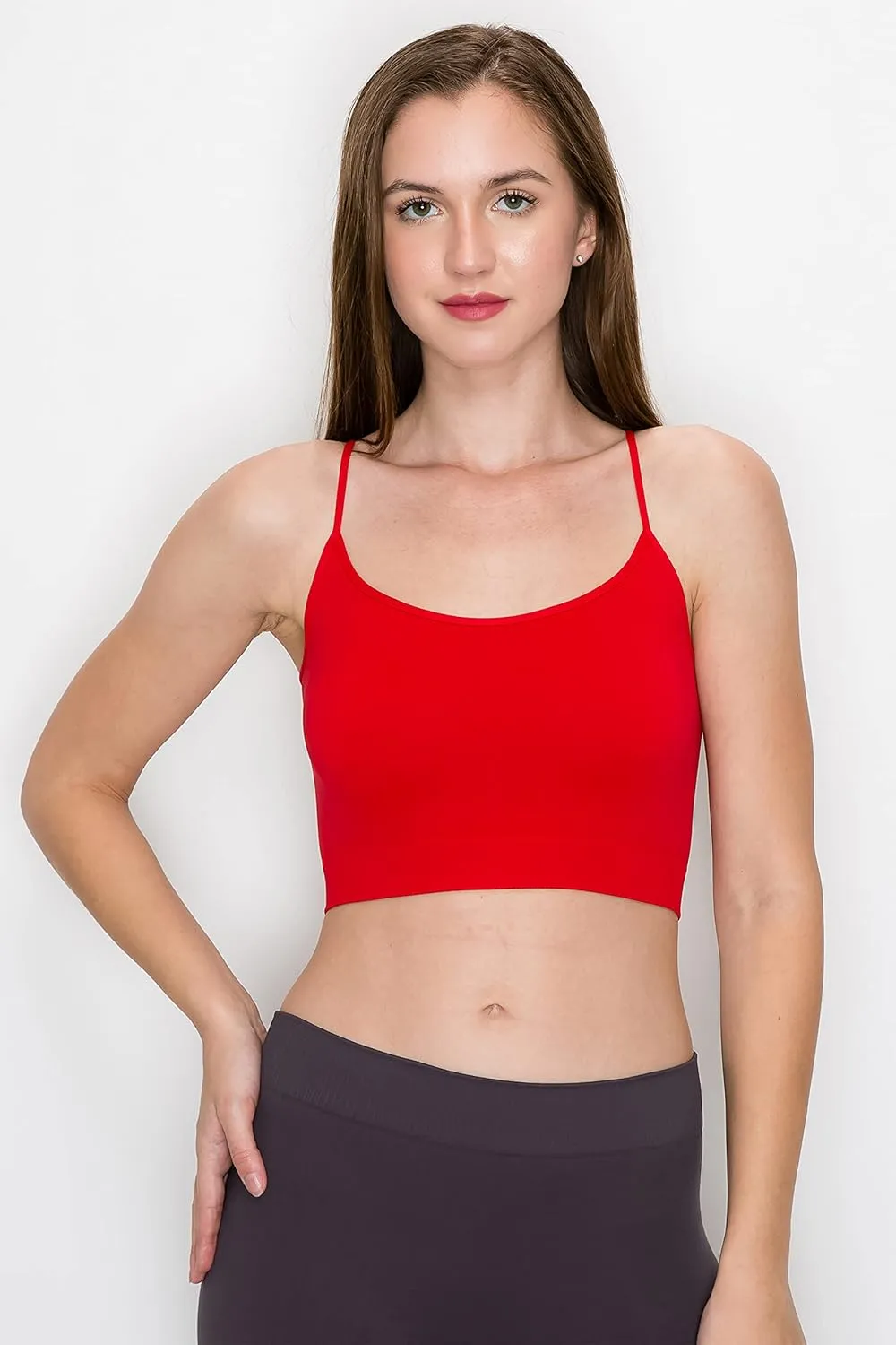 Kurve Womens Crop Tank Top - Seamless Non-Padded Cami Bra Bandeau Yoga Workout UV Protective Fabric UPF 50  Made in USA
