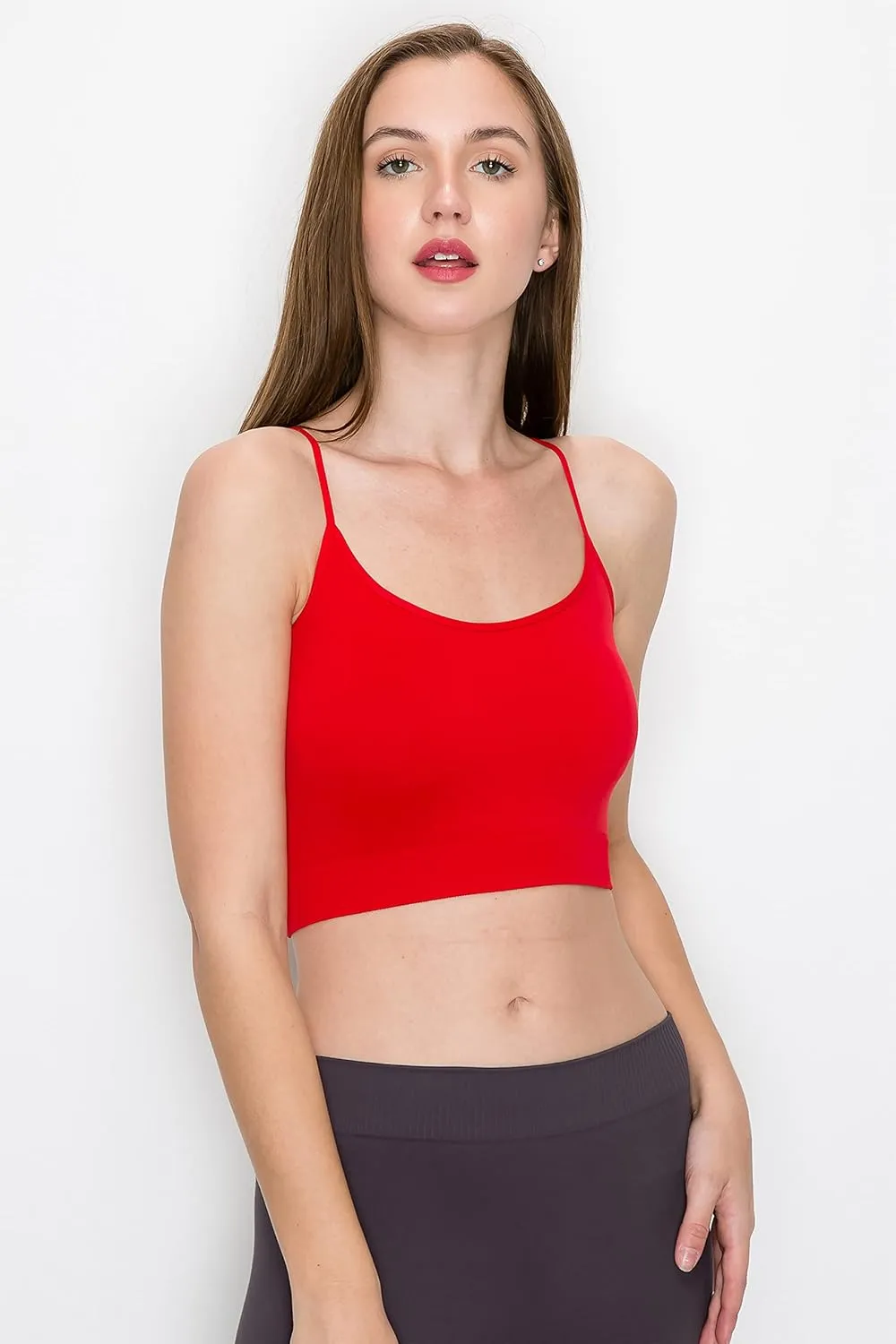 Kurve Womens Crop Tank Top - Seamless Non-Padded Cami Bra Bandeau Yoga Workout UV Protective Fabric UPF 50  Made in USA