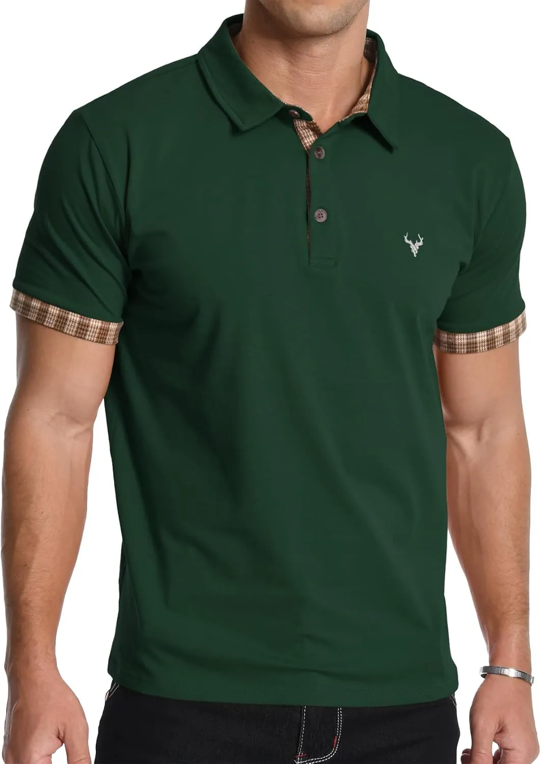 KUYIGO Men's Short Sleeve Polo Shirts Casual Business Regular Tops Fashion Button Cotton Shirt 2025