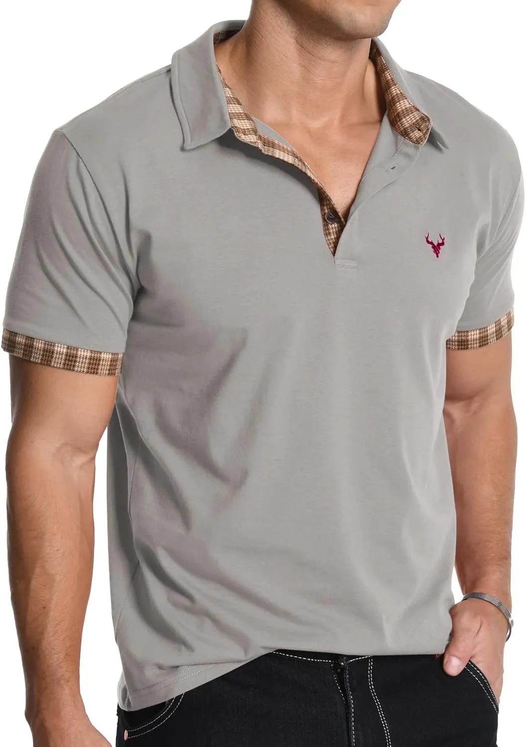KUYIGO Men's Short Sleeve Polo Shirts Casual Business Regular Tops Fashion Button Cotton Shirt 2025