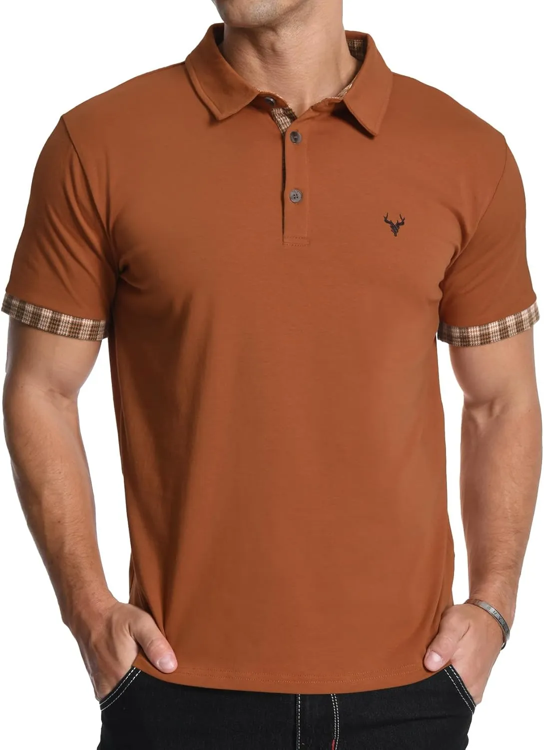 KUYIGO Men's Short Sleeve Polo Shirts Casual Business Regular Tops Fashion Button Cotton Shirt 2025