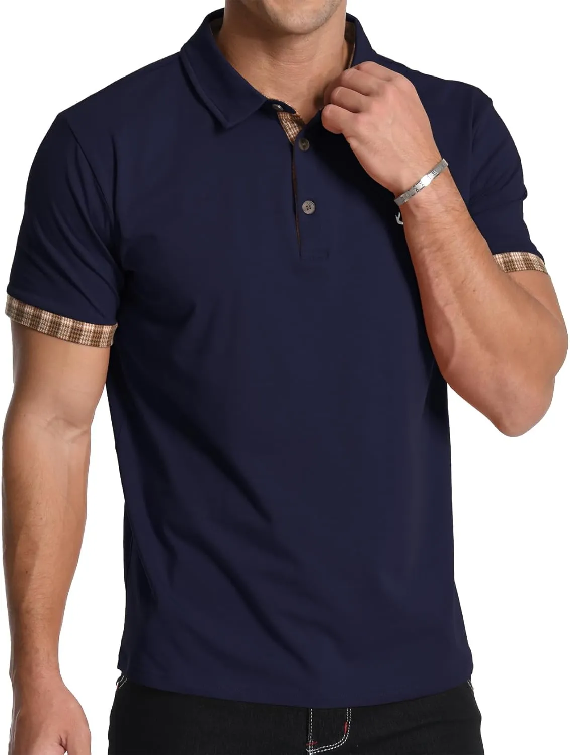 KUYIGO Men's Short Sleeve Polo Shirts Casual Business Regular Tops Fashion Button Cotton Shirt 2025