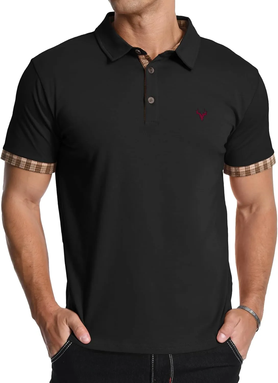 KUYIGO Men's Short Sleeve Polo Shirts Casual Business Regular Tops Fashion Button Cotton Shirt 2025