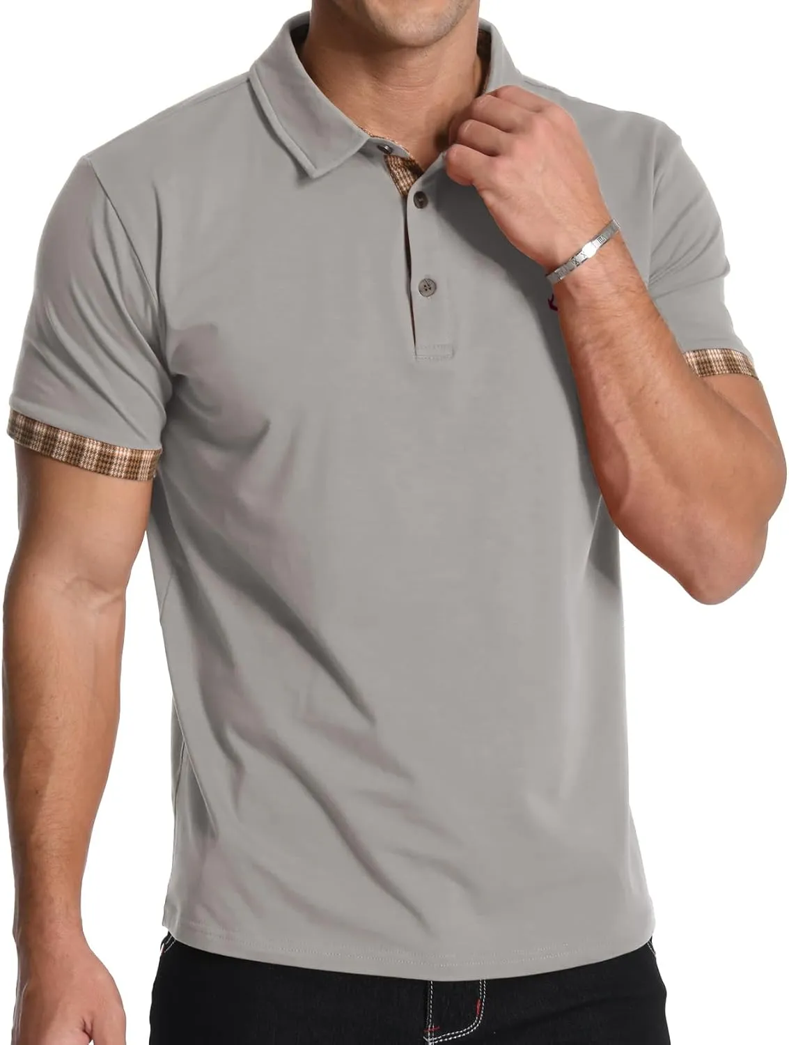KUYIGO Men's Short Sleeve Polo Shirts Casual Business Regular Tops Fashion Button Cotton Shirt 2025