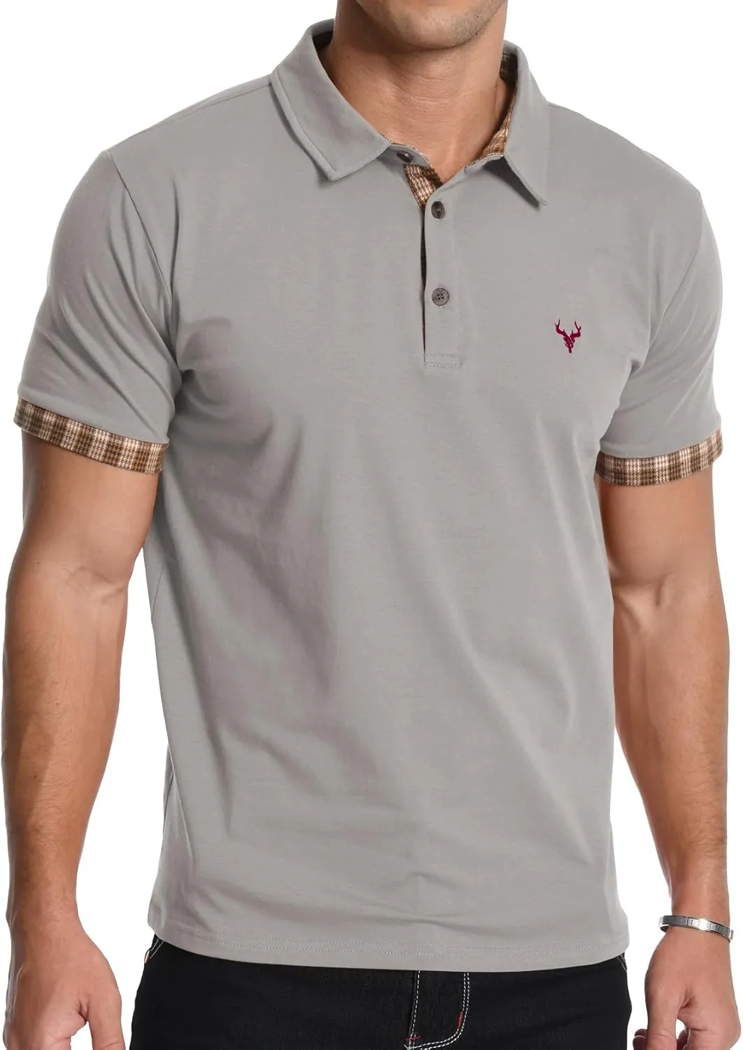 KUYIGO Men's Short Sleeve Polo Shirts Casual Business Regular Tops Fashion Button Cotton Shirt 2025