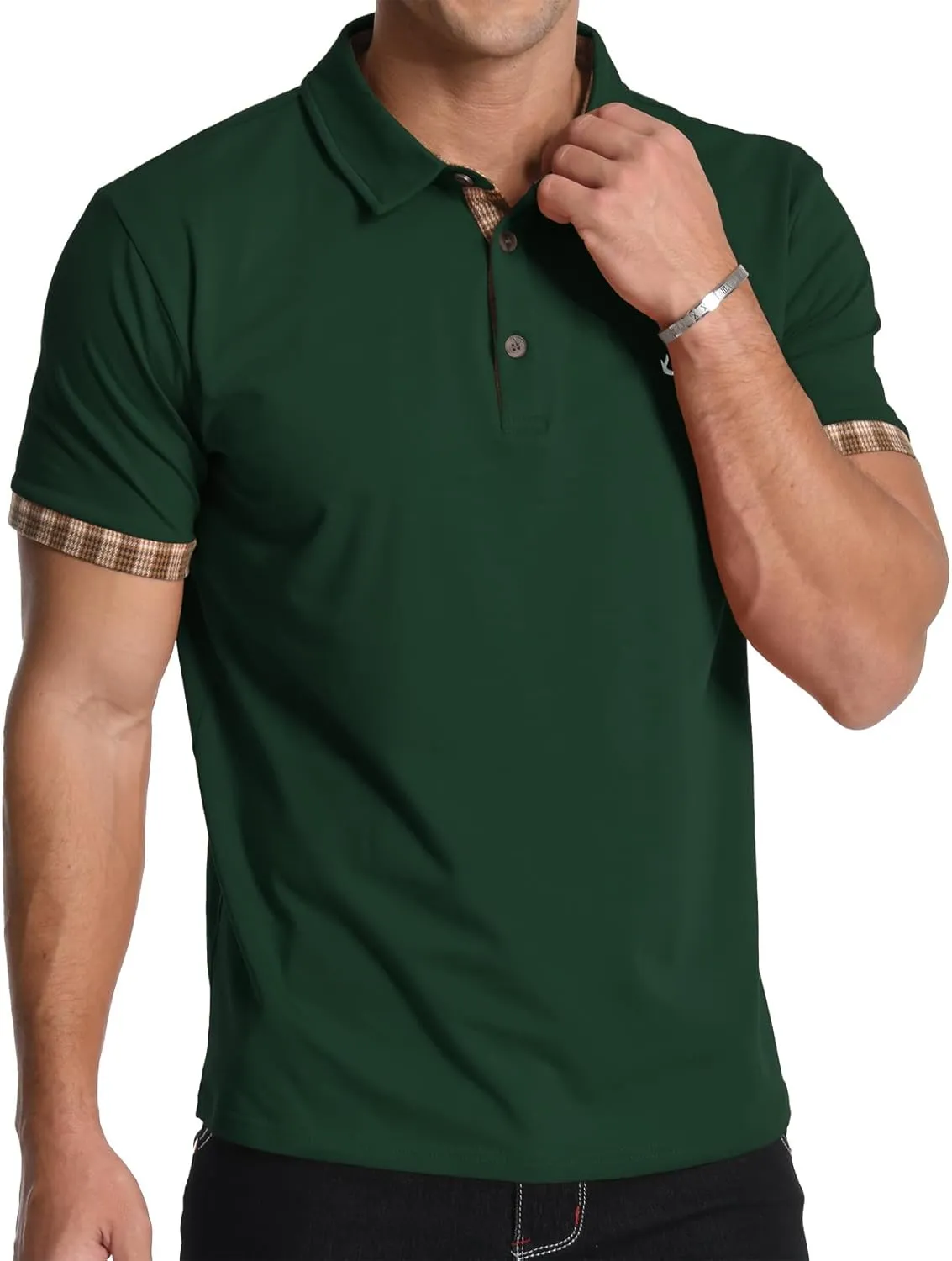 KUYIGO Men's Short Sleeve Polo Shirts Casual Business Regular Tops Fashion Button Cotton Shirt 2025