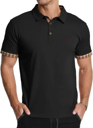 KUYIGO Men's Short Sleeve Polo Shirts Casual Business Regular Tops Fashion Button Cotton Shirt 2025