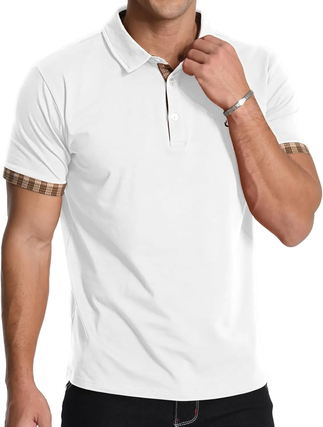 KUYIGO Men's Short Sleeve Polo Shirts Casual Business Regular Tops Fashion Button Cotton Shirt 2025