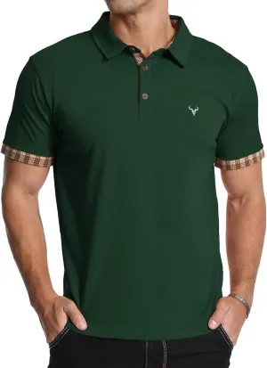 KUYIGO Men's Short Sleeve Polo Shirts Casual Business Regular Tops Fashion Button Cotton Shirt 2025