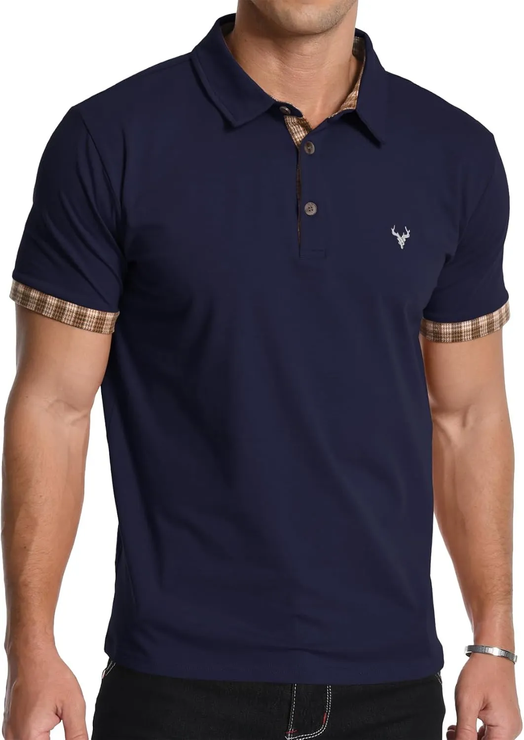 KUYIGO Men's Short Sleeve Polo Shirts Casual Business Regular Tops Fashion Button Cotton Shirt 2025