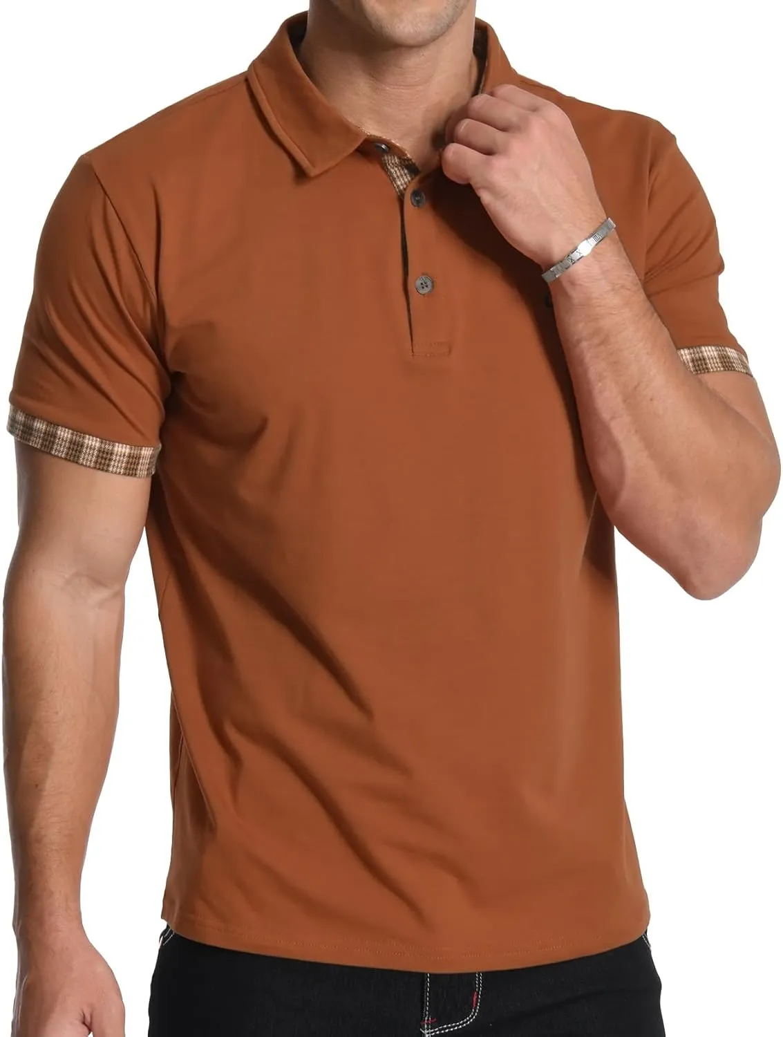 KUYIGO Men's Short Sleeve Polo Shirts Casual Business Regular Tops Fashion Button Cotton Shirt 2025