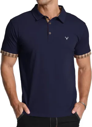 KUYIGO Men's Short Sleeve Polo Shirts Casual Business Regular Tops Fashion Button Cotton Shirt 2025