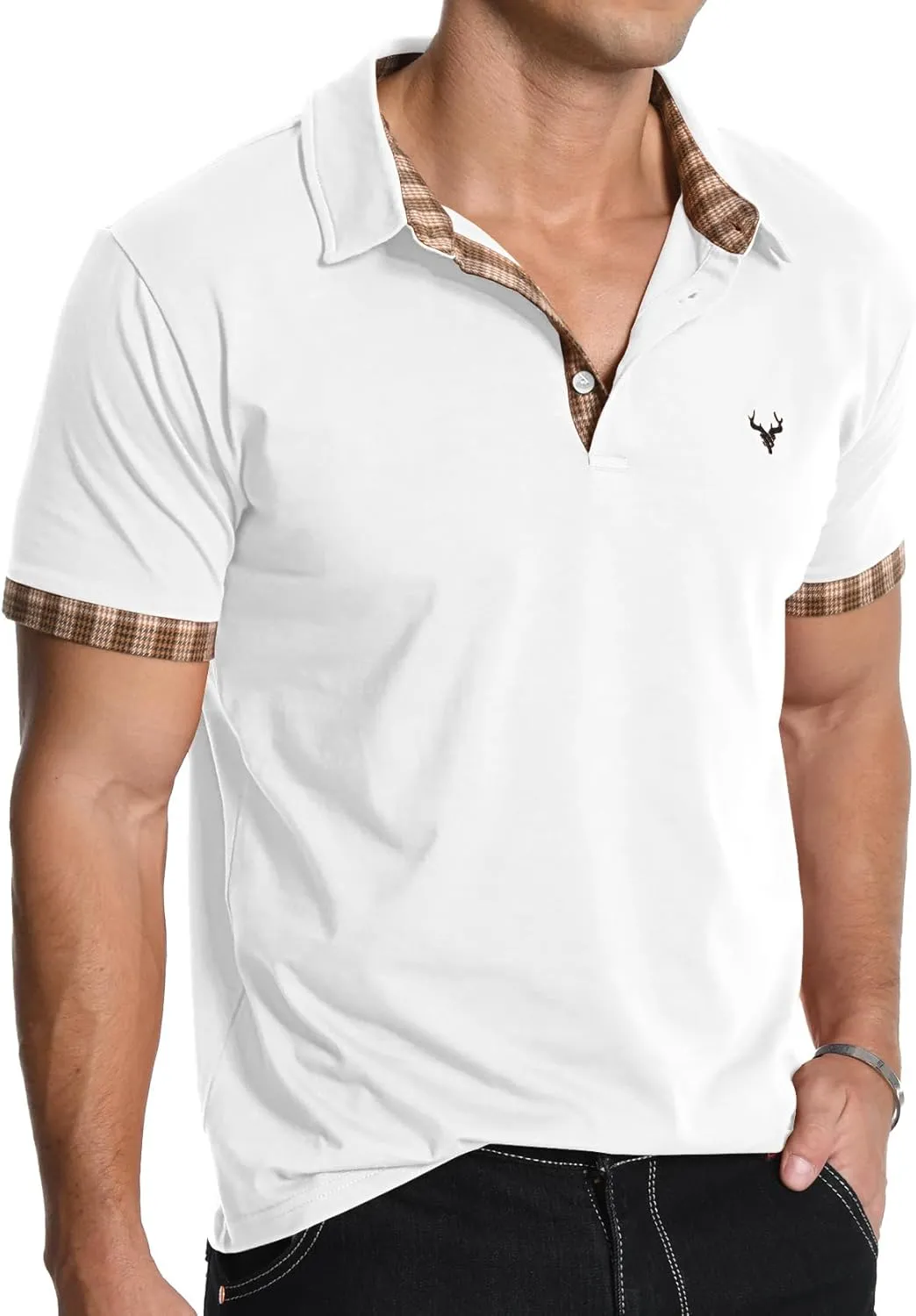 KUYIGO Men's Short Sleeve Polo Shirts Casual Business Regular Tops Fashion Button Cotton Shirt 2025