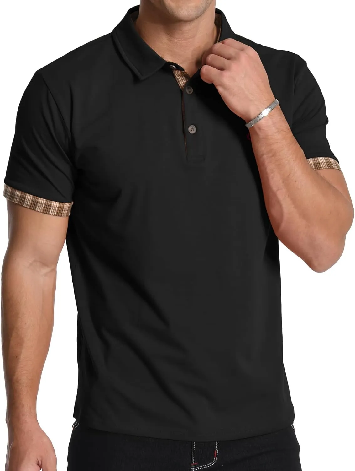KUYIGO Men's Short Sleeve Polo Shirts Casual Business Regular Tops Fashion Button Cotton Shirt 2025