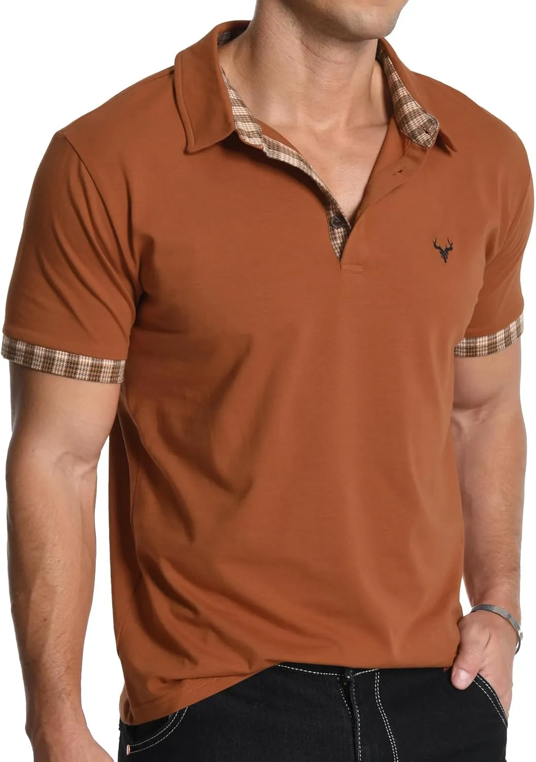 KUYIGO Men's Short Sleeve Polo Shirts Casual Business Regular Tops Fashion Button Cotton Shirt 2025