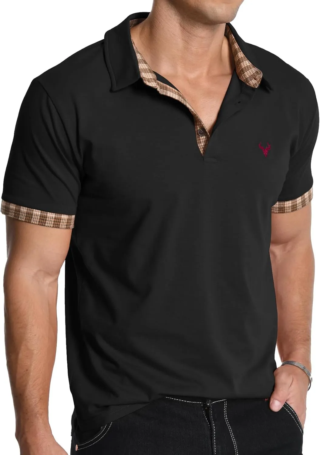 KUYIGO Men's Short Sleeve Polo Shirts Casual Business Regular Tops Fashion Button Cotton Shirt 2025