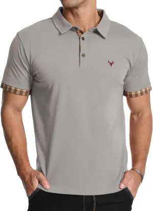 KUYIGO Men's Short Sleeve Polo Shirts Casual Business Regular Tops Fashion Button Cotton Shirt 2025