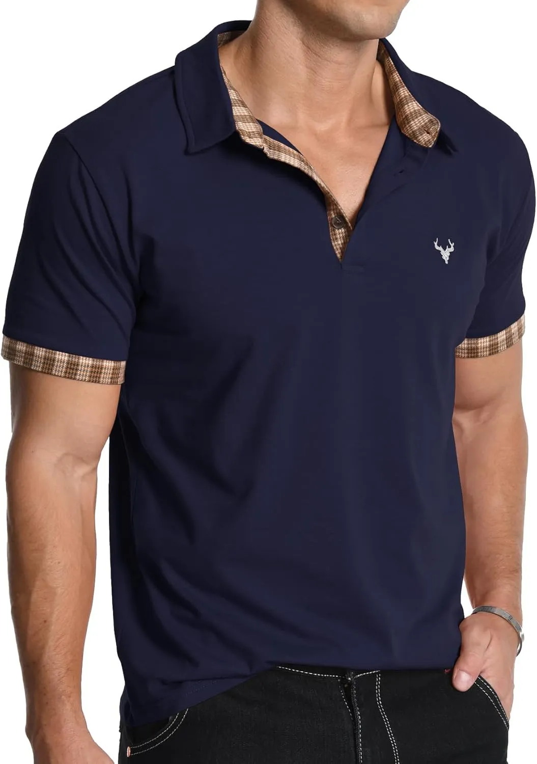 KUYIGO Men's Short Sleeve Polo Shirts Casual Business Regular Tops Fashion Button Cotton Shirt 2025