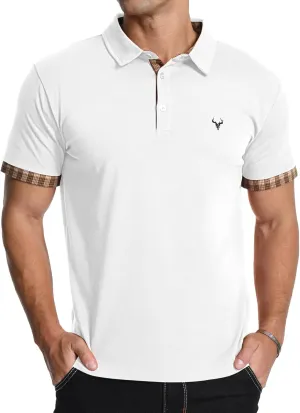 KUYIGO Men's Short Sleeve Polo Shirts Casual Business Regular Tops Fashion Button Cotton Shirt 2025