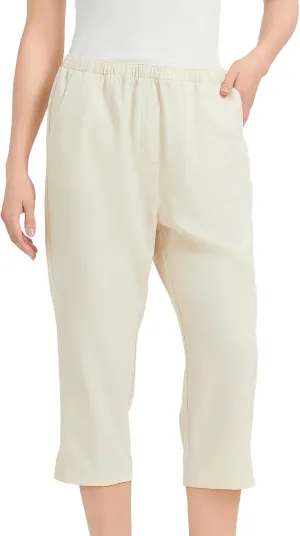 KYAL Women's High Waisted Stretchy Work Capri Pants Straight Leg Business Office Trousers with Pockets