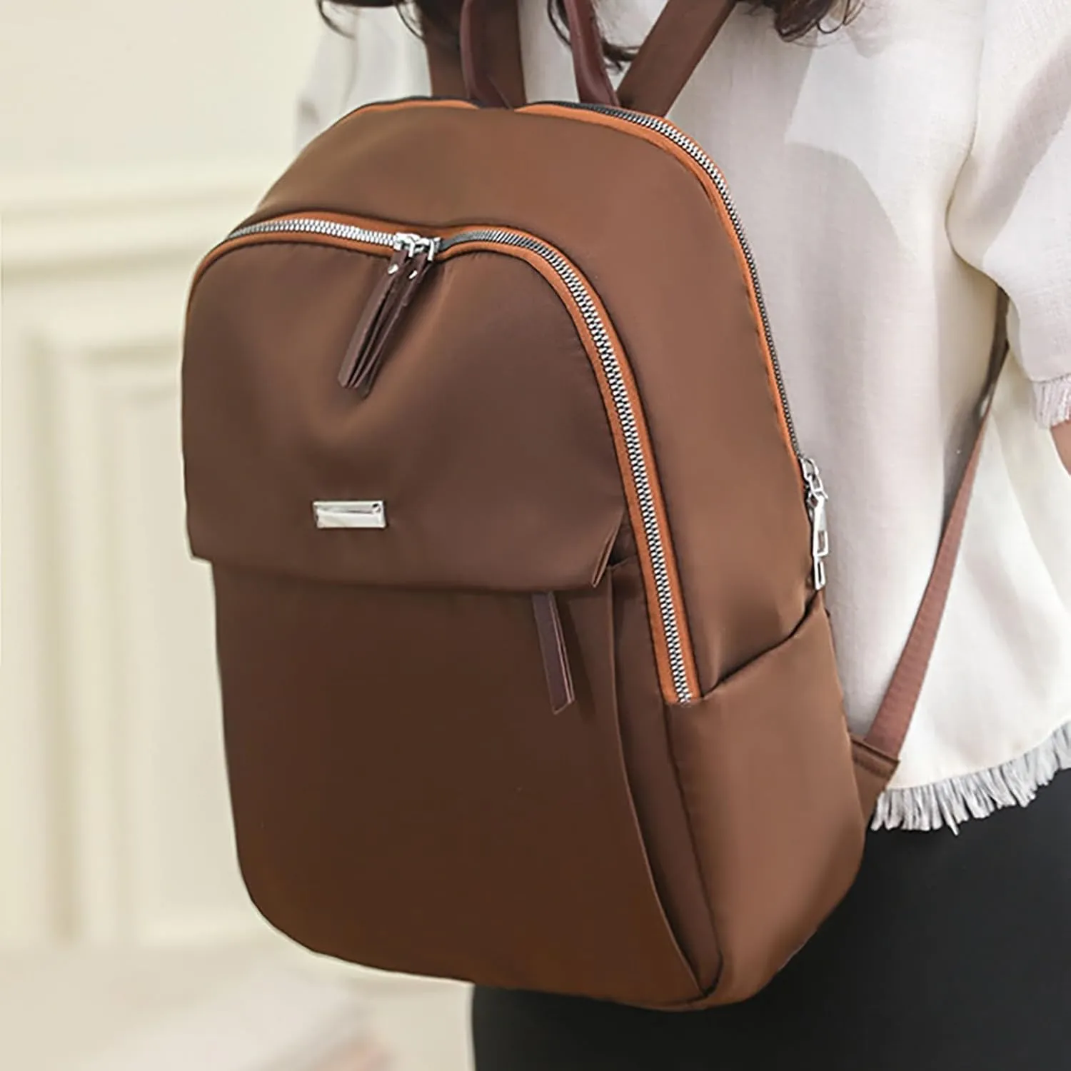 Leather Handbags for Women Casual Messenger Crossbody Bags Versatile Bags Mini Vegan Leather Backpack for Woman(Brown)