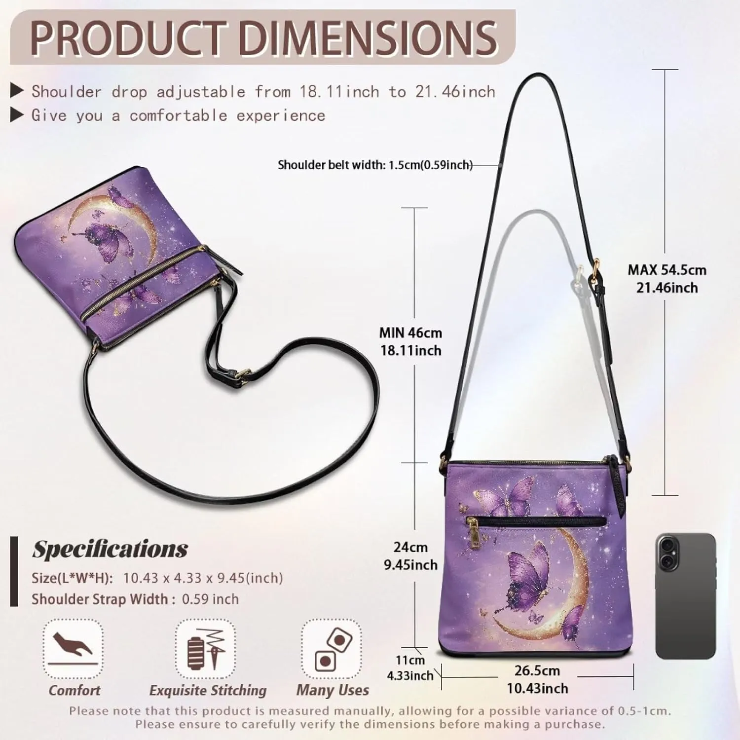 Leather Purses for Women, Leather Hobo Bags for Women Travel Sling Purse Triple Zippered Pockets Shoulder Bag