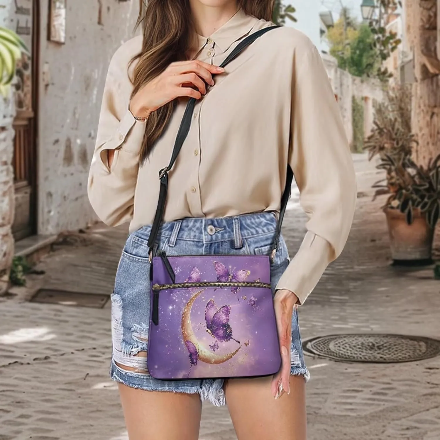 Leather Purses for Women, Leather Hobo Bags for Women Travel Sling Purse Triple Zippered Pockets Shoulder Bag