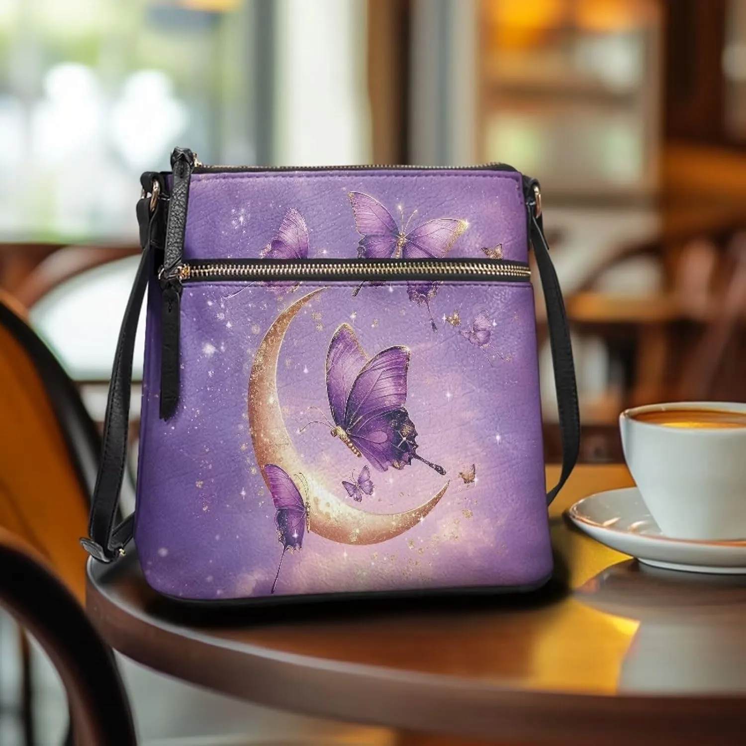Leather Purses for Women, Leather Hobo Bags for Women Travel Sling Purse Triple Zippered Pockets Shoulder Bag