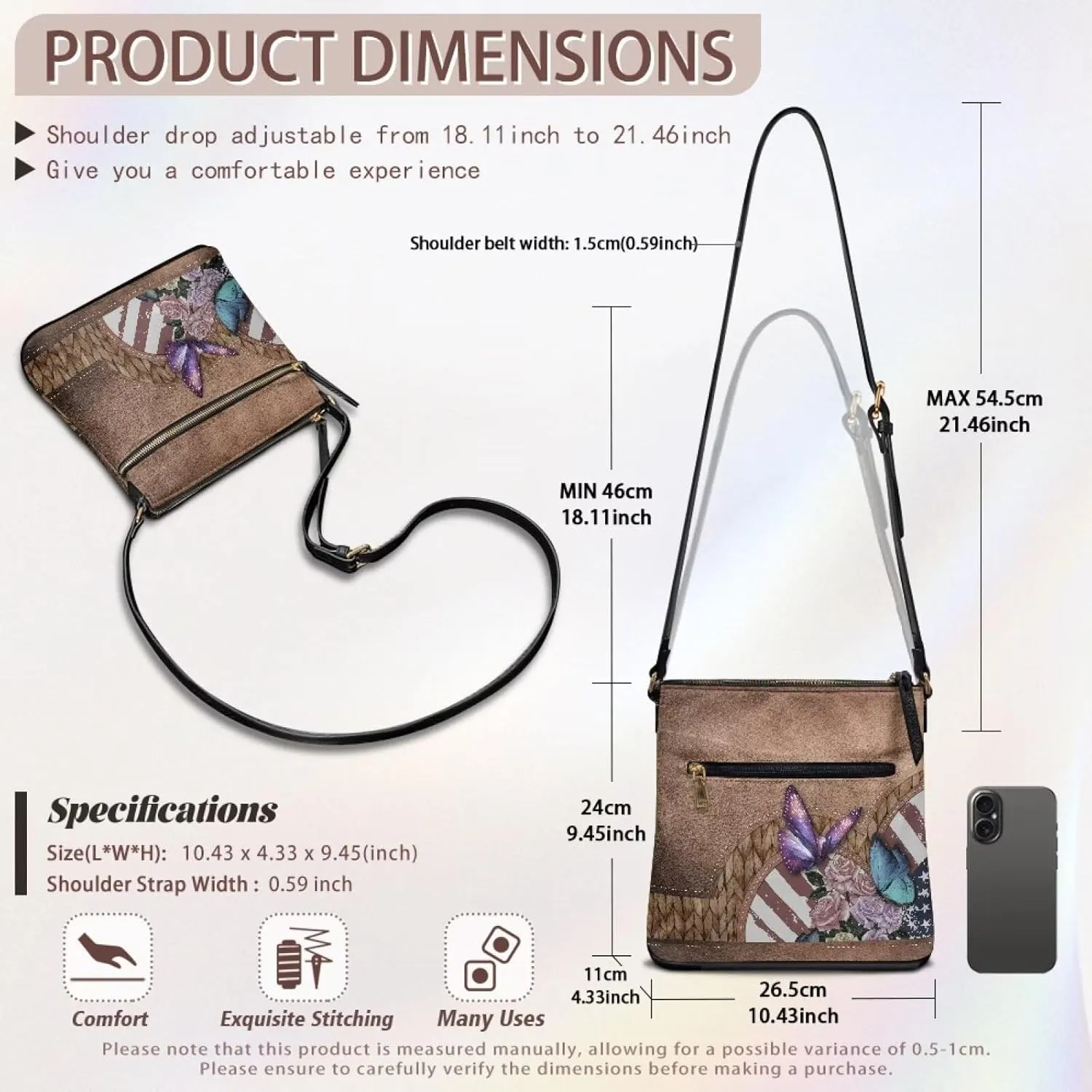 Leather Purses for Women, Leather Hobo Bags for Women Vintage Travel Sling Purse Multi Pockets Shoulder Bag