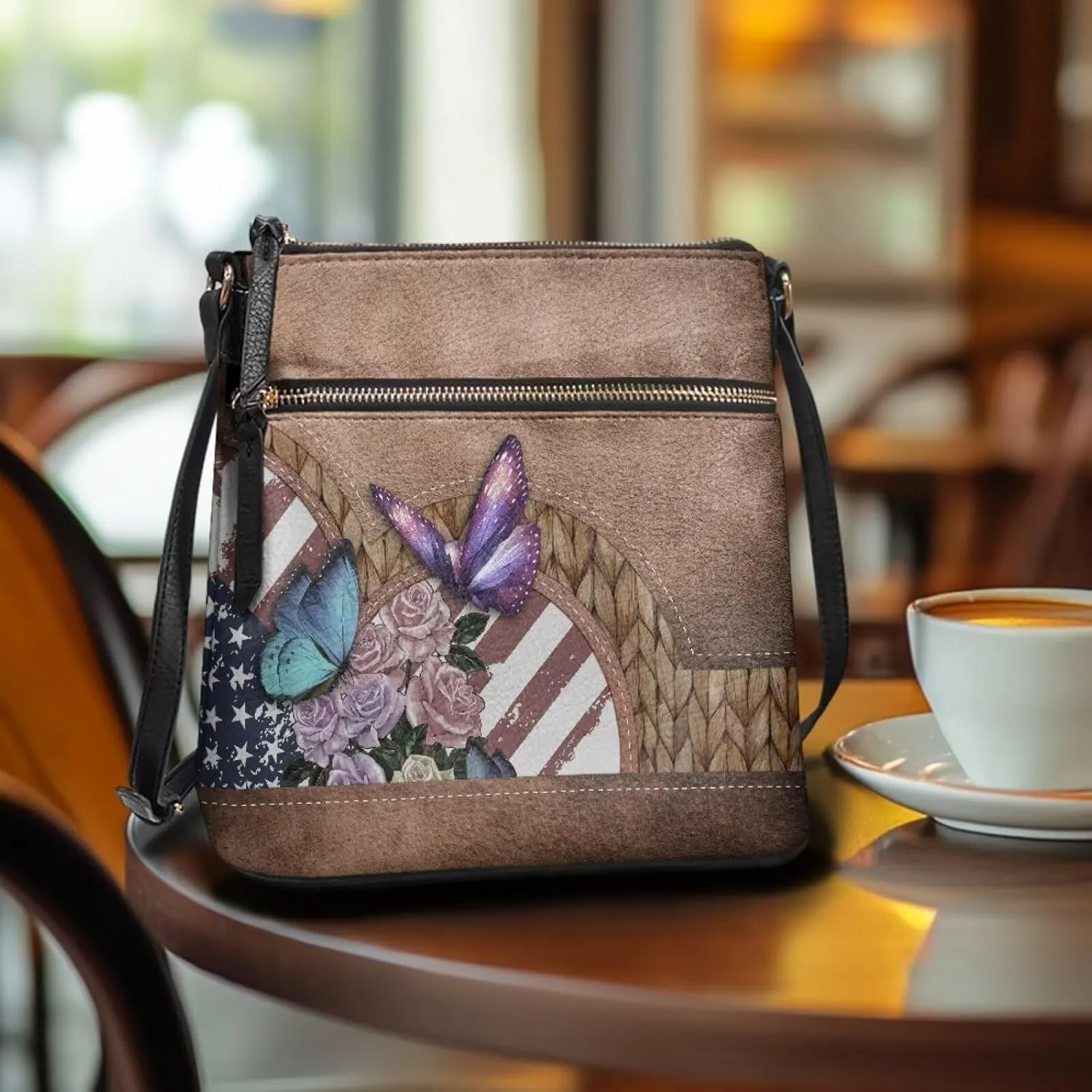 Leather Purses for Women, Leather Hobo Bags for Women Vintage Travel Sling Purse Multi Pockets Shoulder Bag