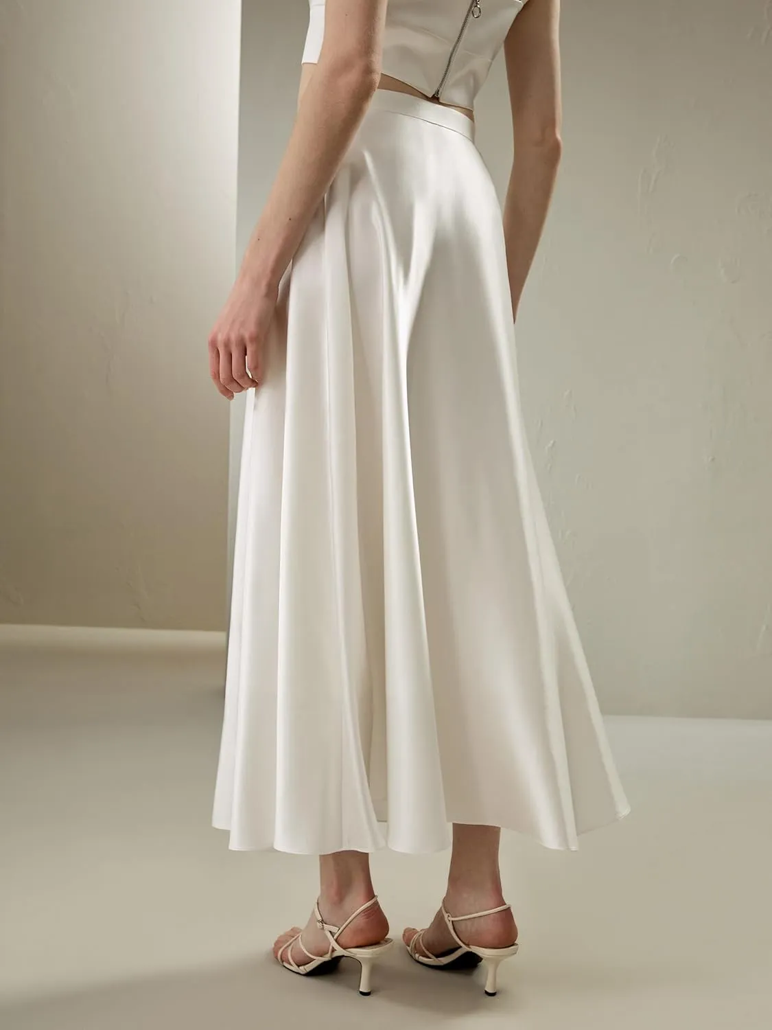 LilySilk 100% Silk Umbrella Skirt Chiffon Lining Flowy Maxi Floor Length Ruffled Long Silk Dress for Women