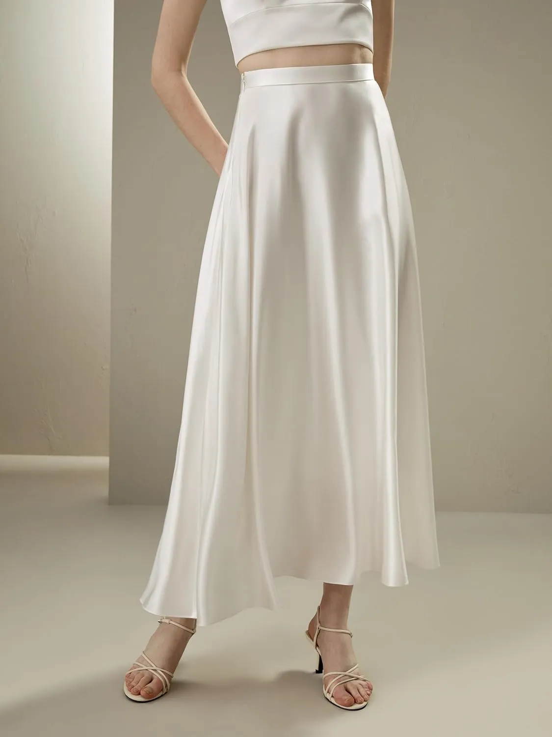 LilySilk 100% Silk Umbrella Skirt Chiffon Lining Flowy Maxi Floor Length Ruffled Long Silk Dress for Women