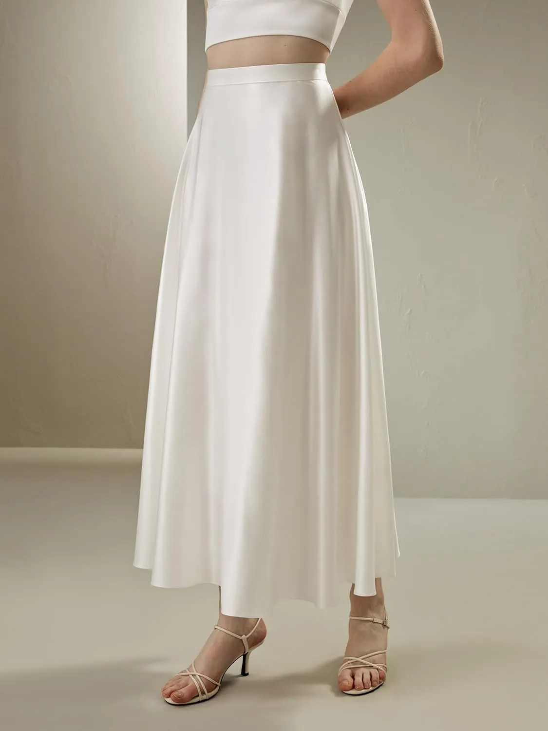 LilySilk 100% Silk Umbrella Skirt Chiffon Lining Flowy Maxi Floor Length Ruffled Long Silk Dress for Women