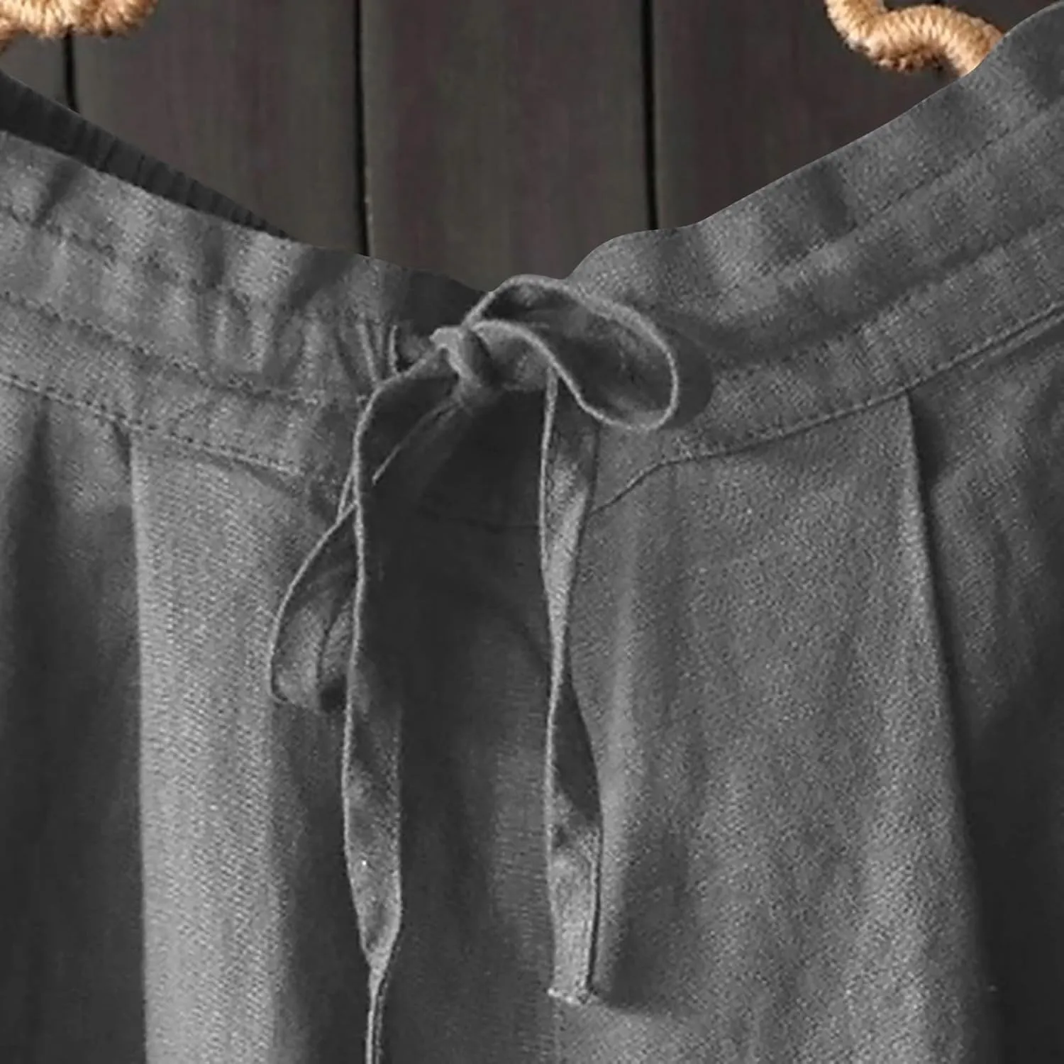 Lmdudan 2025 Wide Leg Work Pants for Women Drawstring Waist Travel Pants with Pockets Casual Lightweight Trousers Pants