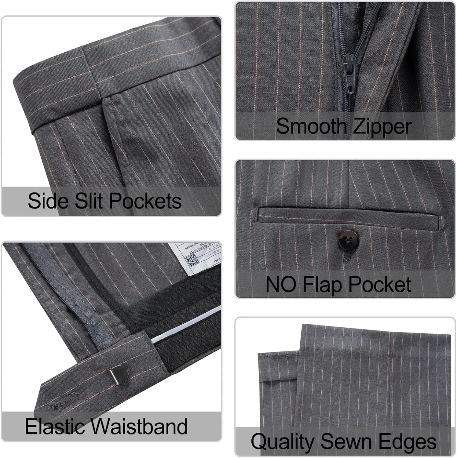 MAGE MALE Men's Pinstripe Suit 2 Piece Vest and Pants Set Wedding Groomsmen Summer Slim Fit Formal Prom Tuxedo