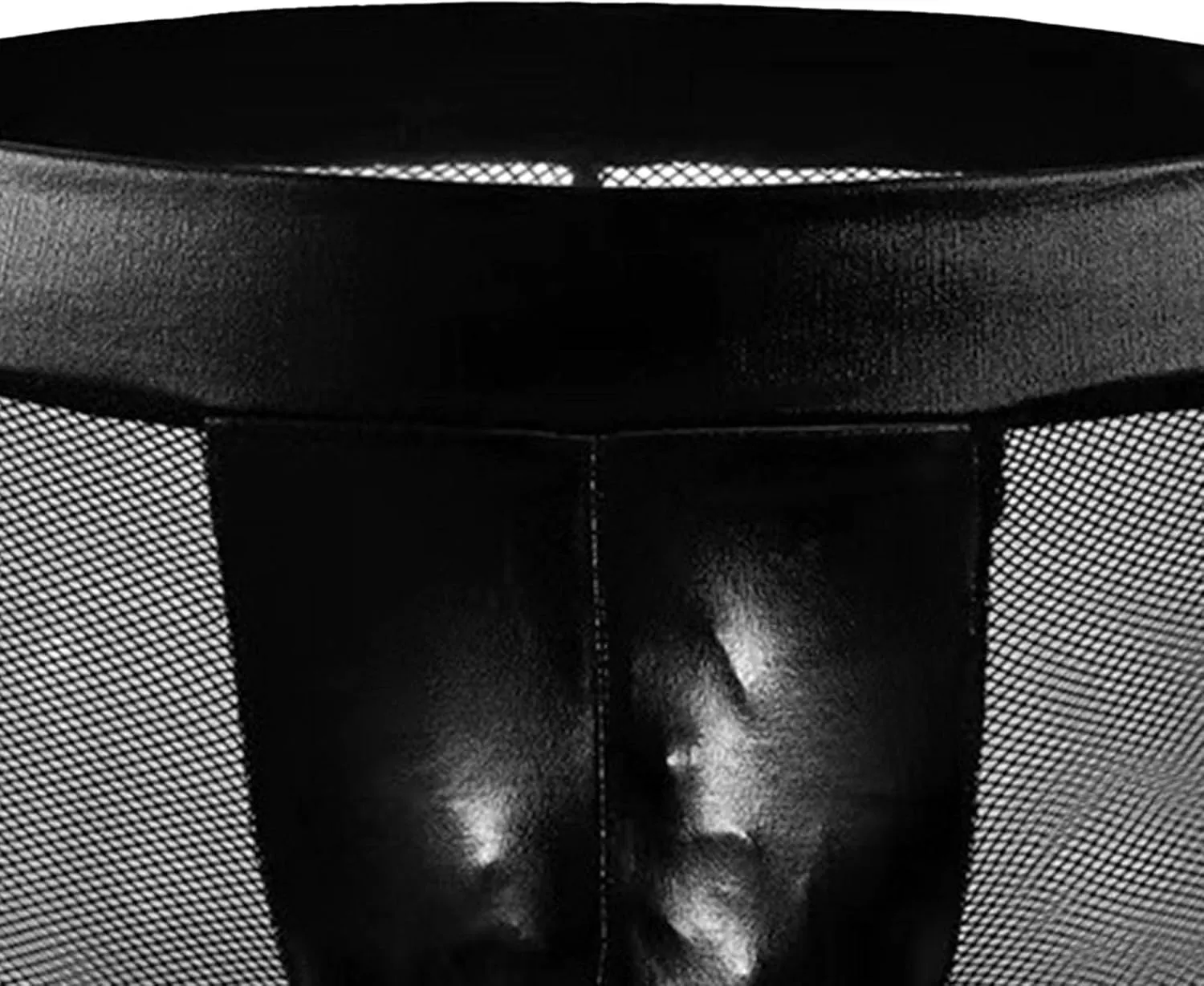 Maiyifu-GJ Men's Sexy Briefs Faux Leather Jockstrap Thong See Through Bulge Pouch Sexy Underwear Bikini Panties Underpants