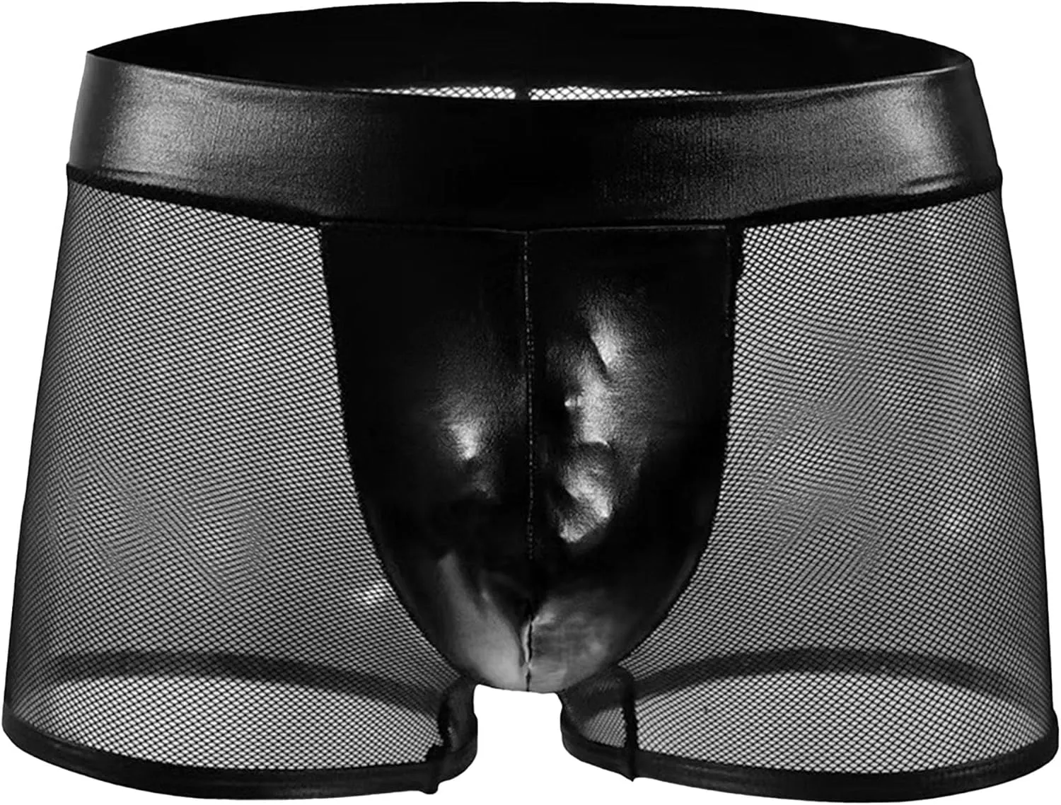 Maiyifu-GJ Men's Sexy Briefs Faux Leather Jockstrap Thong See Through Bulge Pouch Sexy Underwear Bikini Panties Underpants