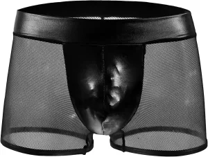 Maiyifu-GJ Men's Sexy Briefs Faux Leather Jockstrap Thong See Through Bulge Pouch Sexy Underwear Bikini Panties Underpants
