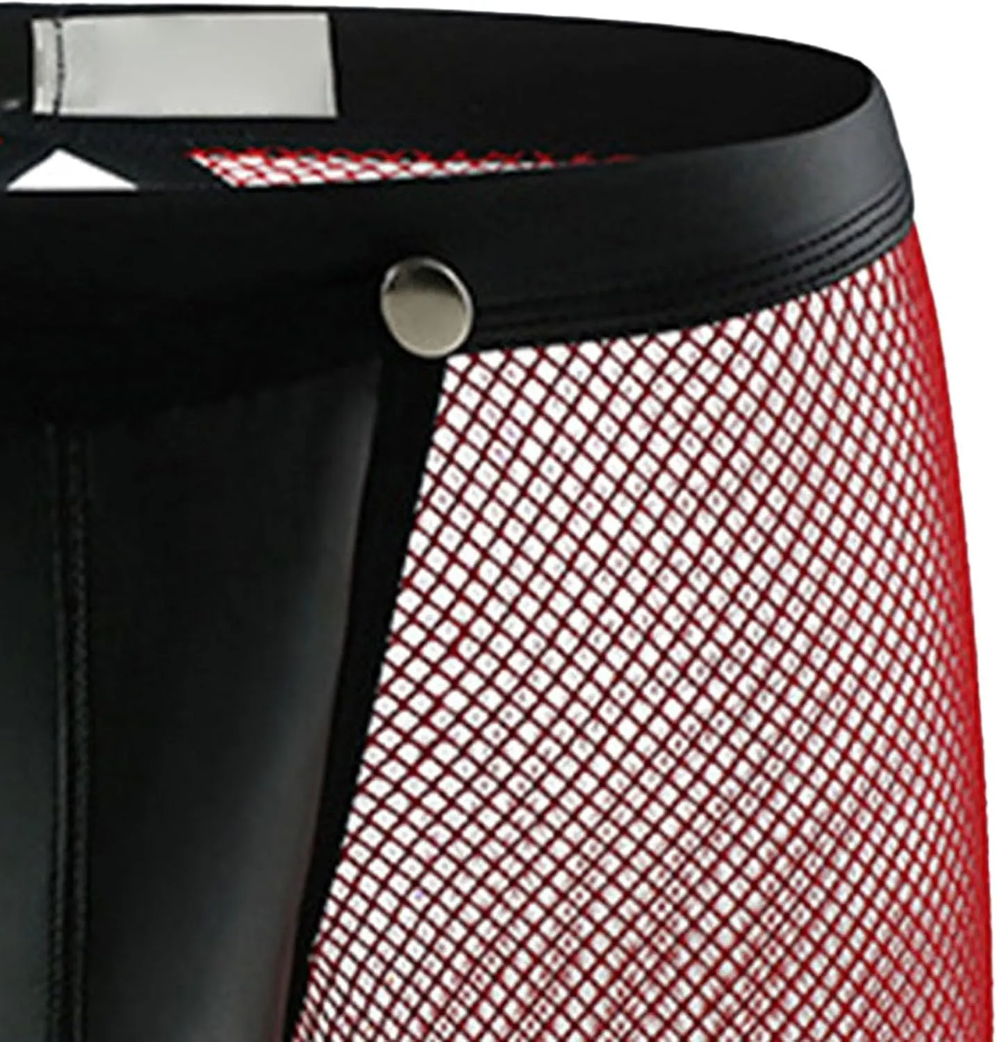 Maiyifu-GJ See Through Underwear for Men Sexy Mesh Breathable Shorts Briefs Faux Leather Short Pants Fishnet Panties