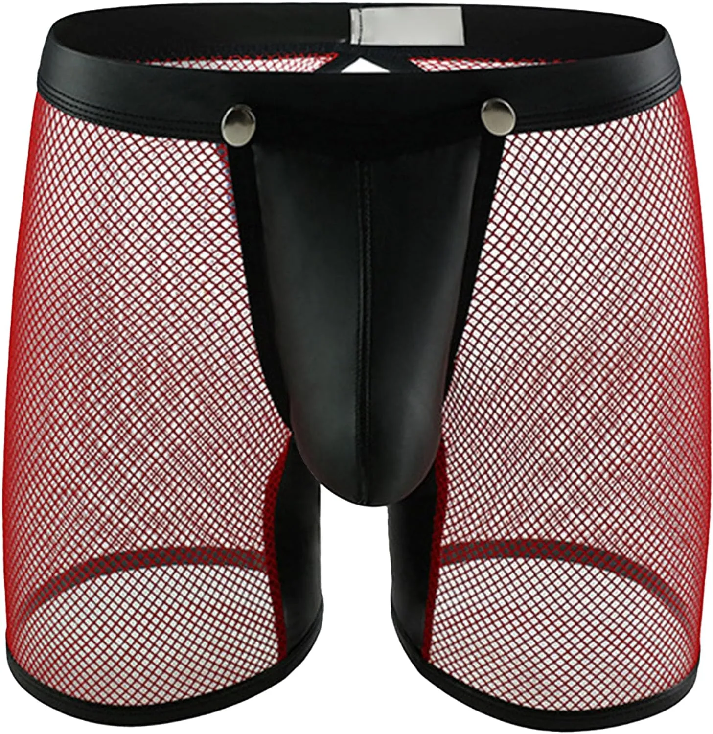 Maiyifu-GJ See Through Underwear for Men Sexy Mesh Breathable Shorts Briefs Faux Leather Short Pants Fishnet Panties