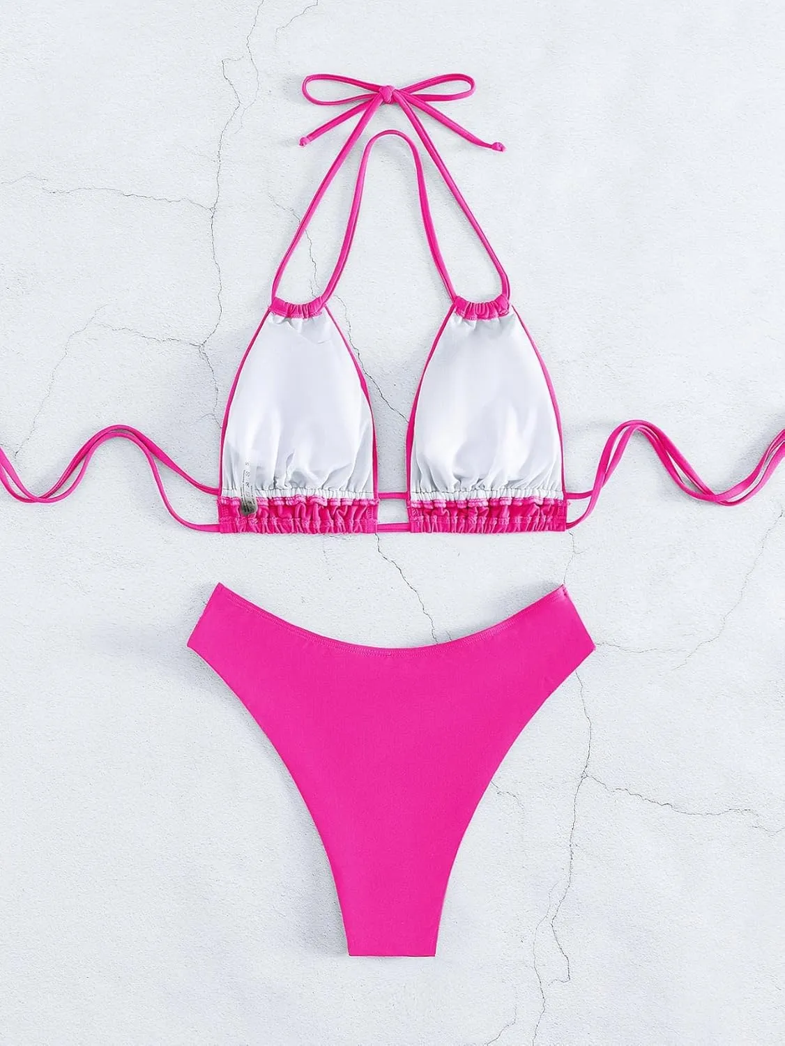 Meetall Cheeky High Cut Triangle Bikini Sets for Women Cute Halter Top Swimsuits 2 Piece