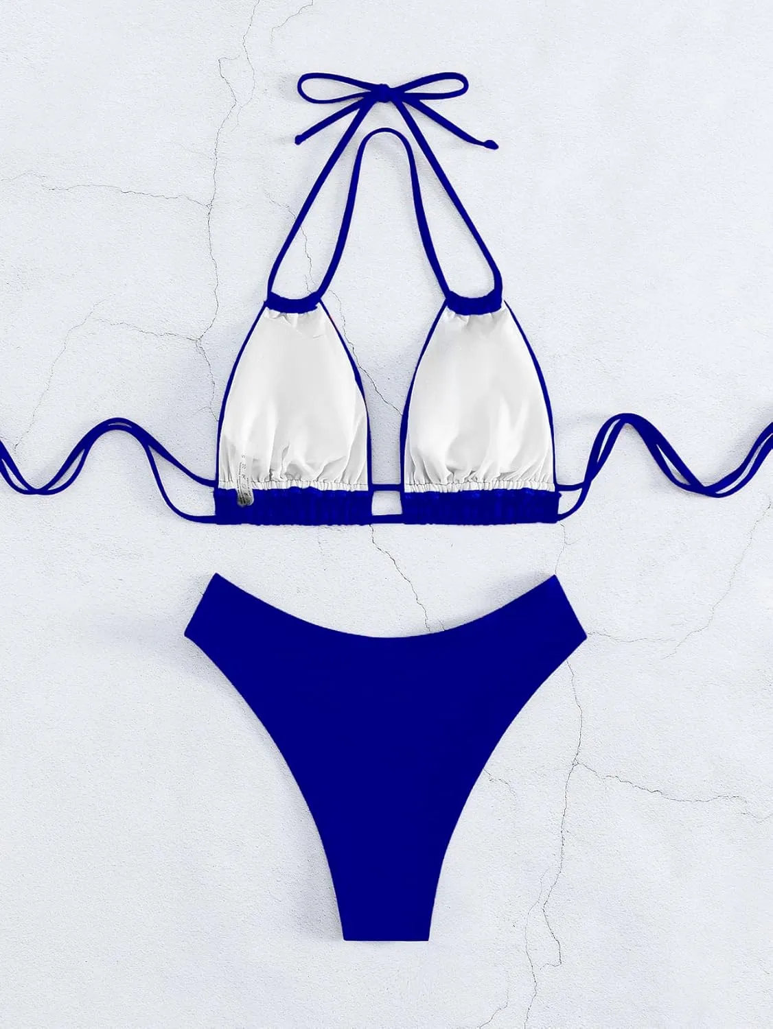 Meetall Cheeky High Cut Triangle Bikini Sets for Women Cute Halter Top Swimsuits 2 Piece