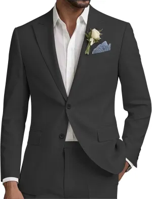 Men Linen Suits Set 2 Piece Linen Beach Wedding Suit Slim Fit Two Button Casual Lightweight Blazer Jacket