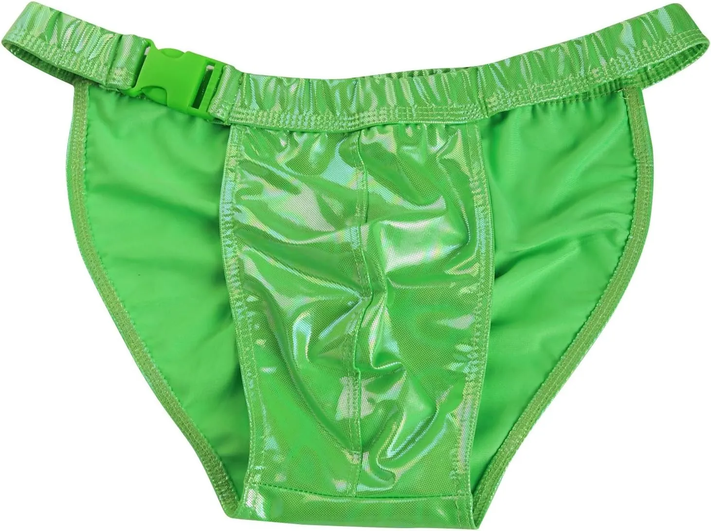Mens Briefs Reflective Metallic Leather Surf Swim Shorts Side Buckle Briefs